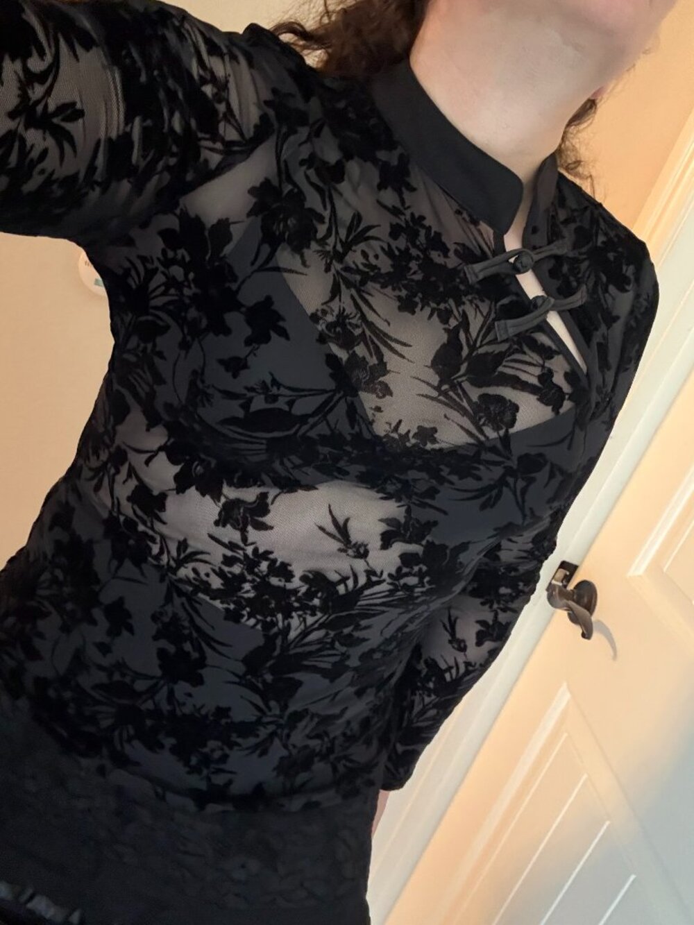 NWOT Shein Asian/Chinese style mesh top L discontinued
